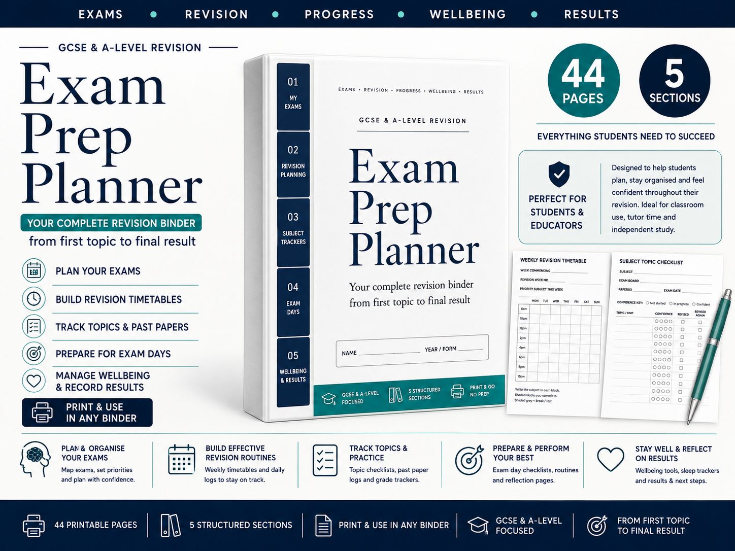 Exam Prep Planner | GCSE & A-Level Revision Binder