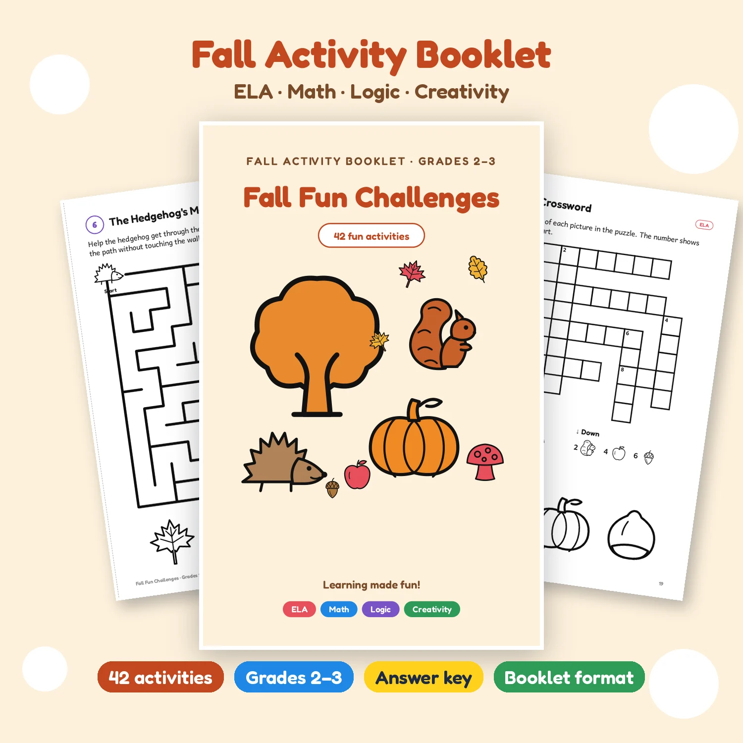 Fall Activities for 2nd Grade | ELA, Math & Logic