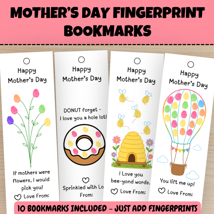 Mother’s Day Fingerprint Bookmark Craft | Printable Keepsake Gift