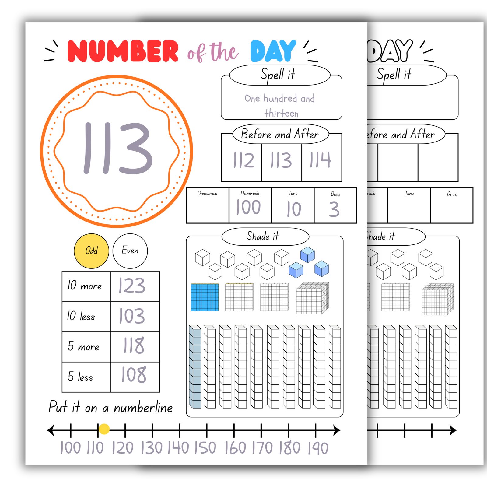 Number of the Day Worksheet - You choose the number!