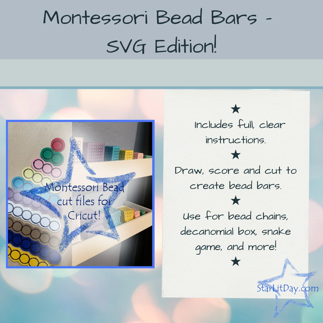 Montessori Bead Bar Files for Cricut (svg) - 6mm beads Montessori Bead Bars