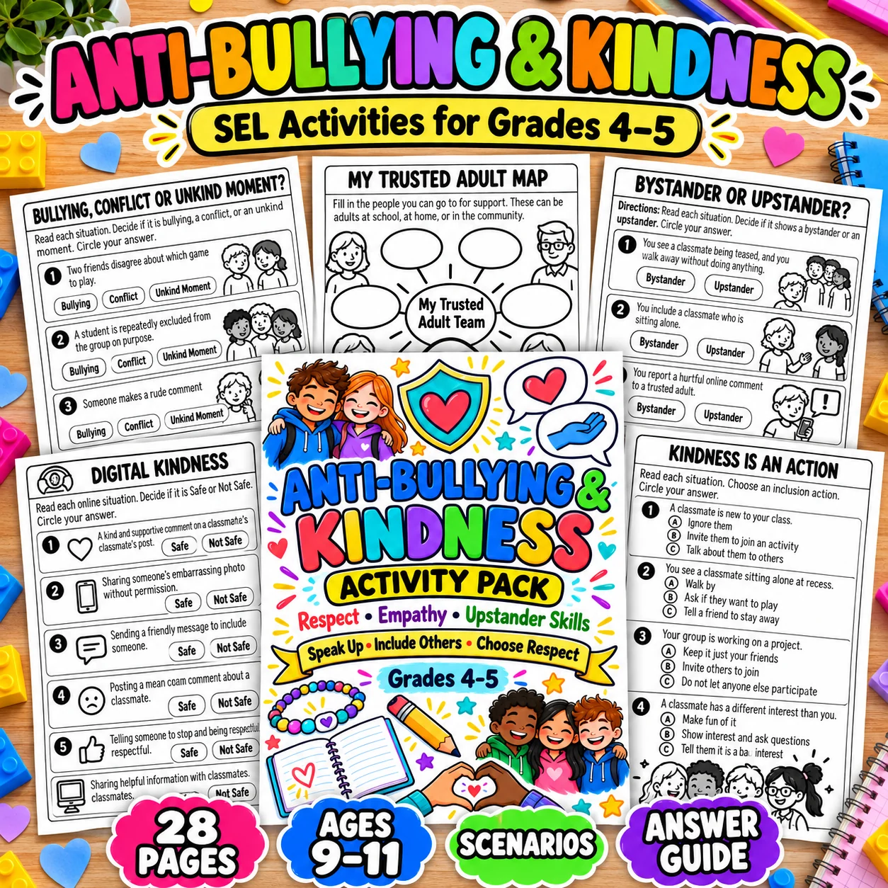 Anti-Bullying & Kindness Activities | SEL Worksheets Grades 4–5