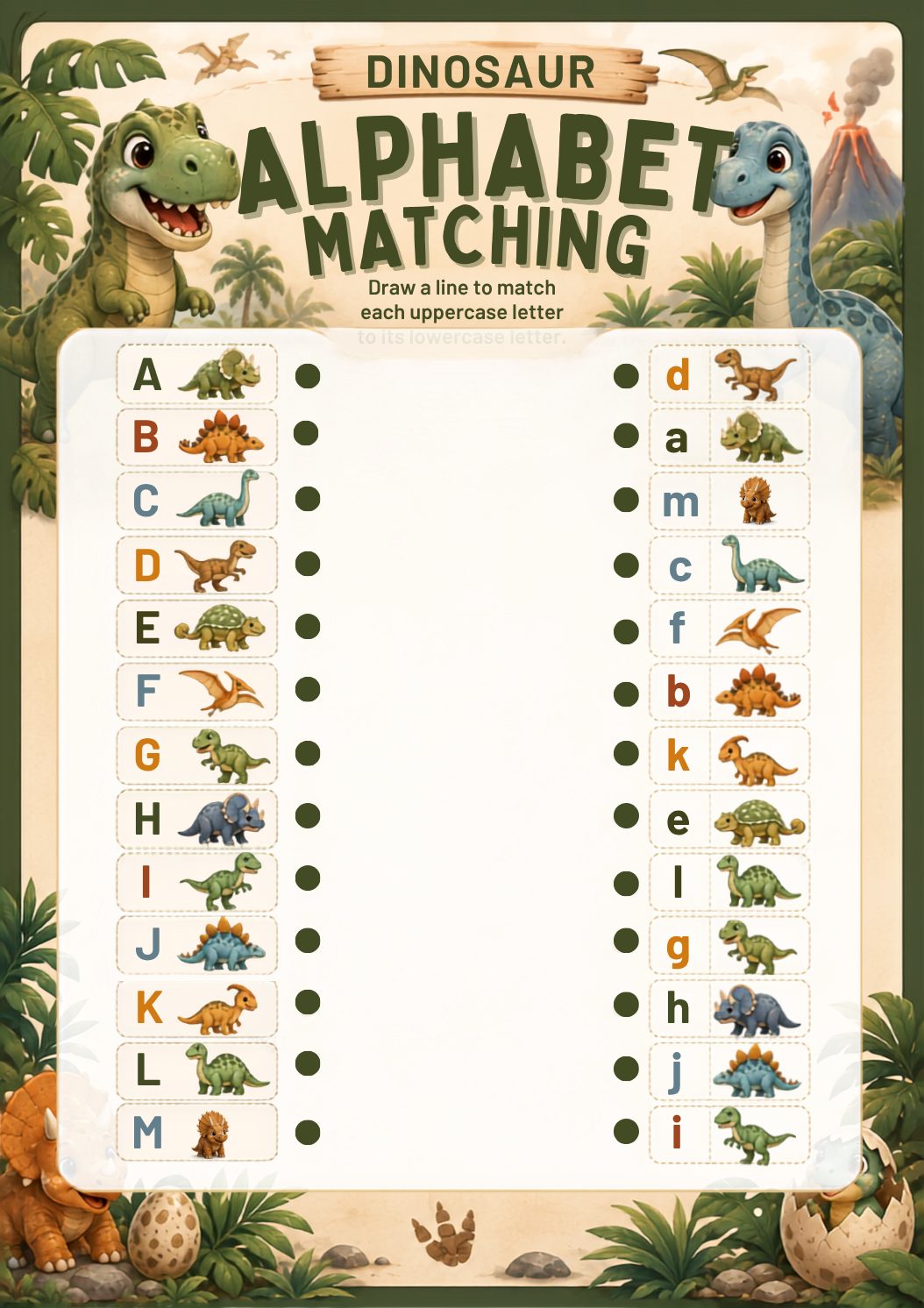 Dinosaur A–Z Activity Book | Alphabet Tracing, Matching & Coloring
