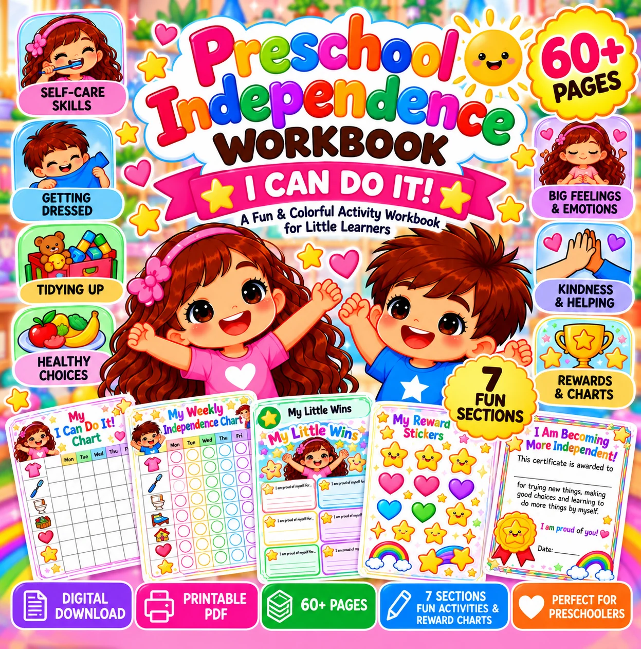 Preschool Independence Workbook | 60+ Pages of Life Skills Activities