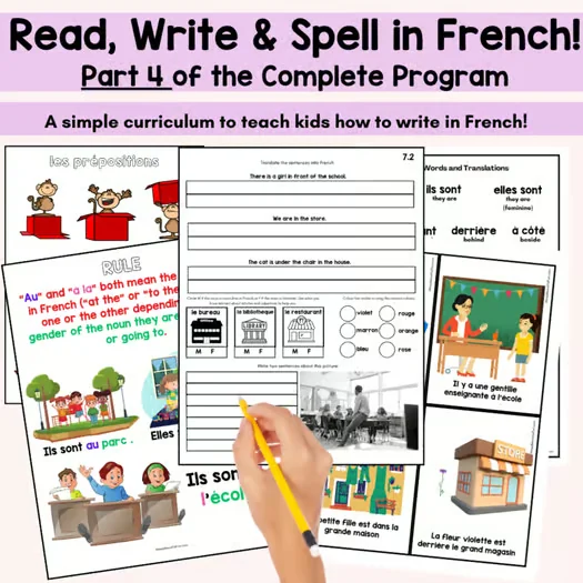 French Writing Reading and Spelling Program Sample FSL beginner Writers Unit 4