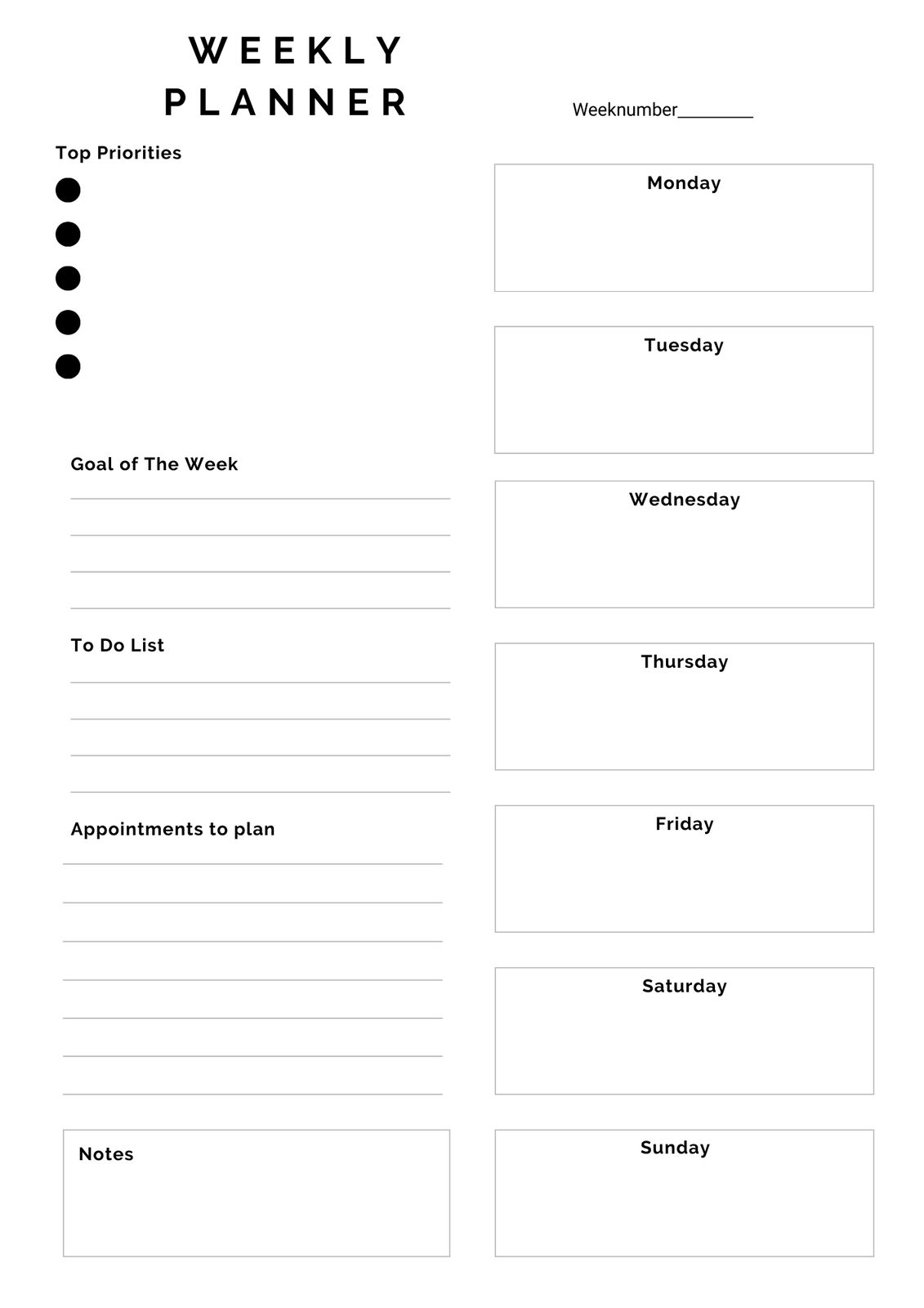Weekly Planner Worksheet | Printable Student Planner Page