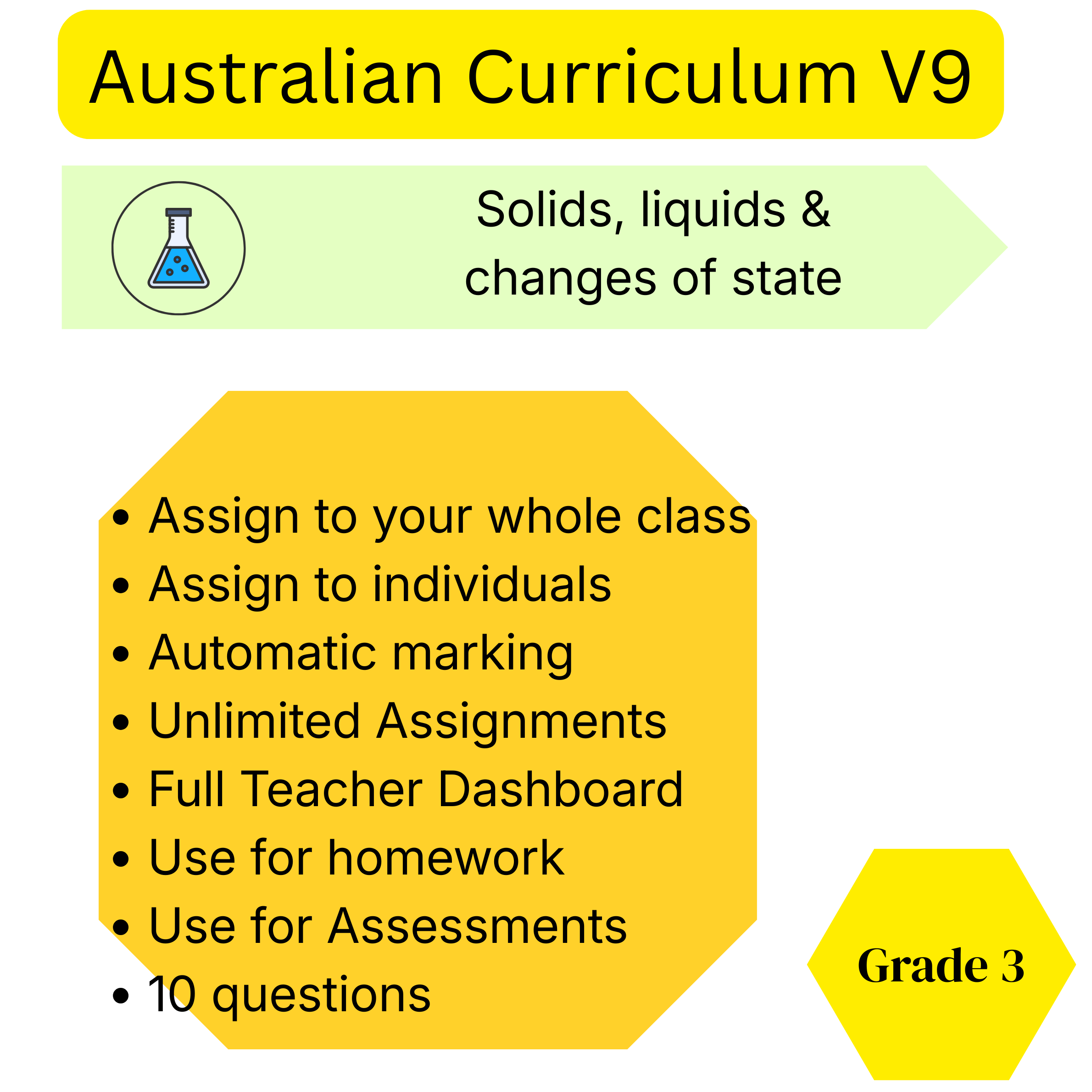 Year 3 Science Quiz – Chemical Sciences: Solids, Liquids and Changes of State - Australian Curriculum V9