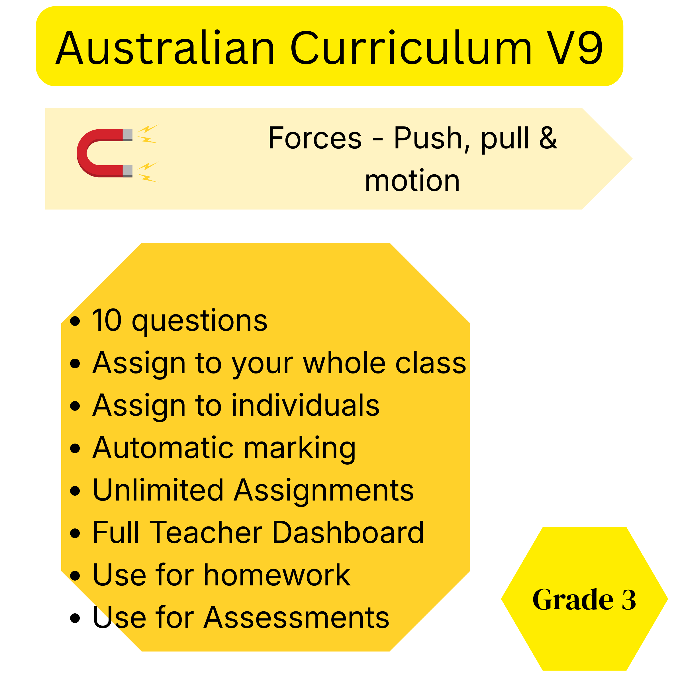 Year 3 Science Quiz – Physical Sciences: Forces: Push, Pull and Motion - Australian Curriculum V9