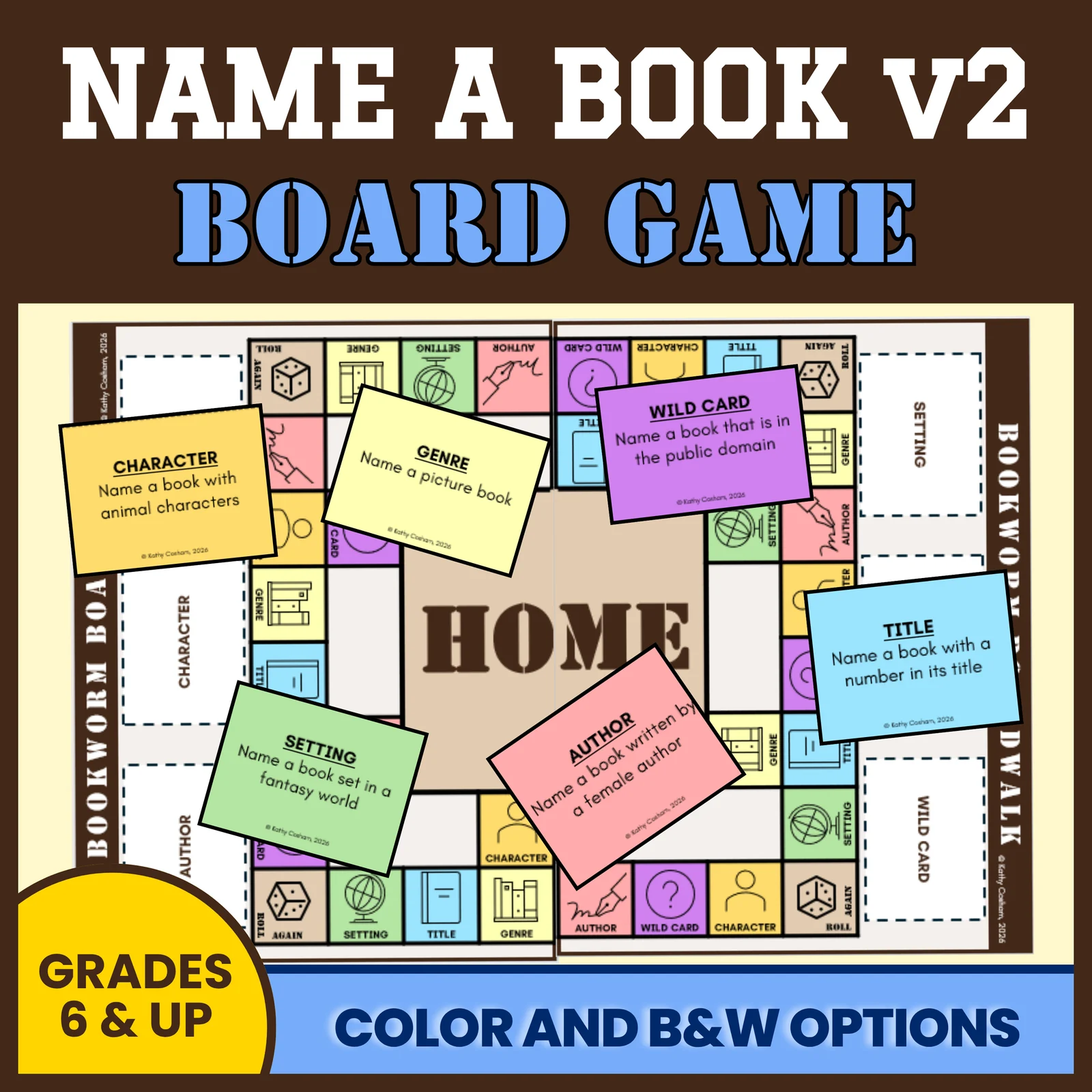 Reading Review Board Game for Literacy Centres, Grades 6-12 and Home Schooling