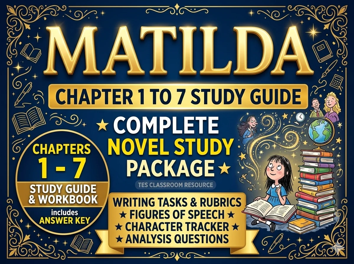 MATILDA BY ROALD DAHL: CHAPTER-BY-CHAPTER STUDY GUIDE (CHAPTERS 1-7) | EDITABLE POWERPOINT
