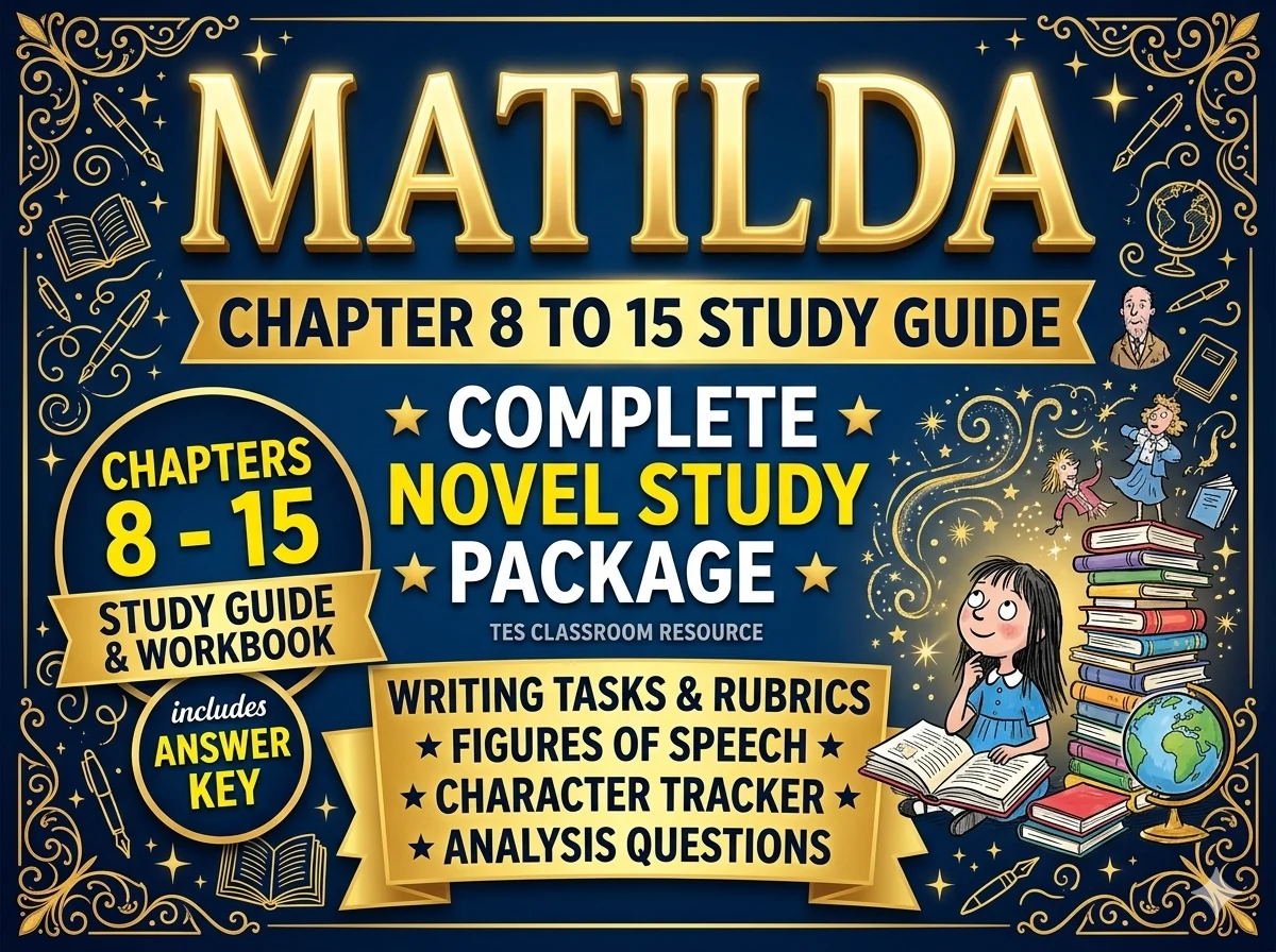 Matilda by Roald Dahl: Chapter-by-Chapter Study Guide (Chapters 8-14) | Editable PowerPoint