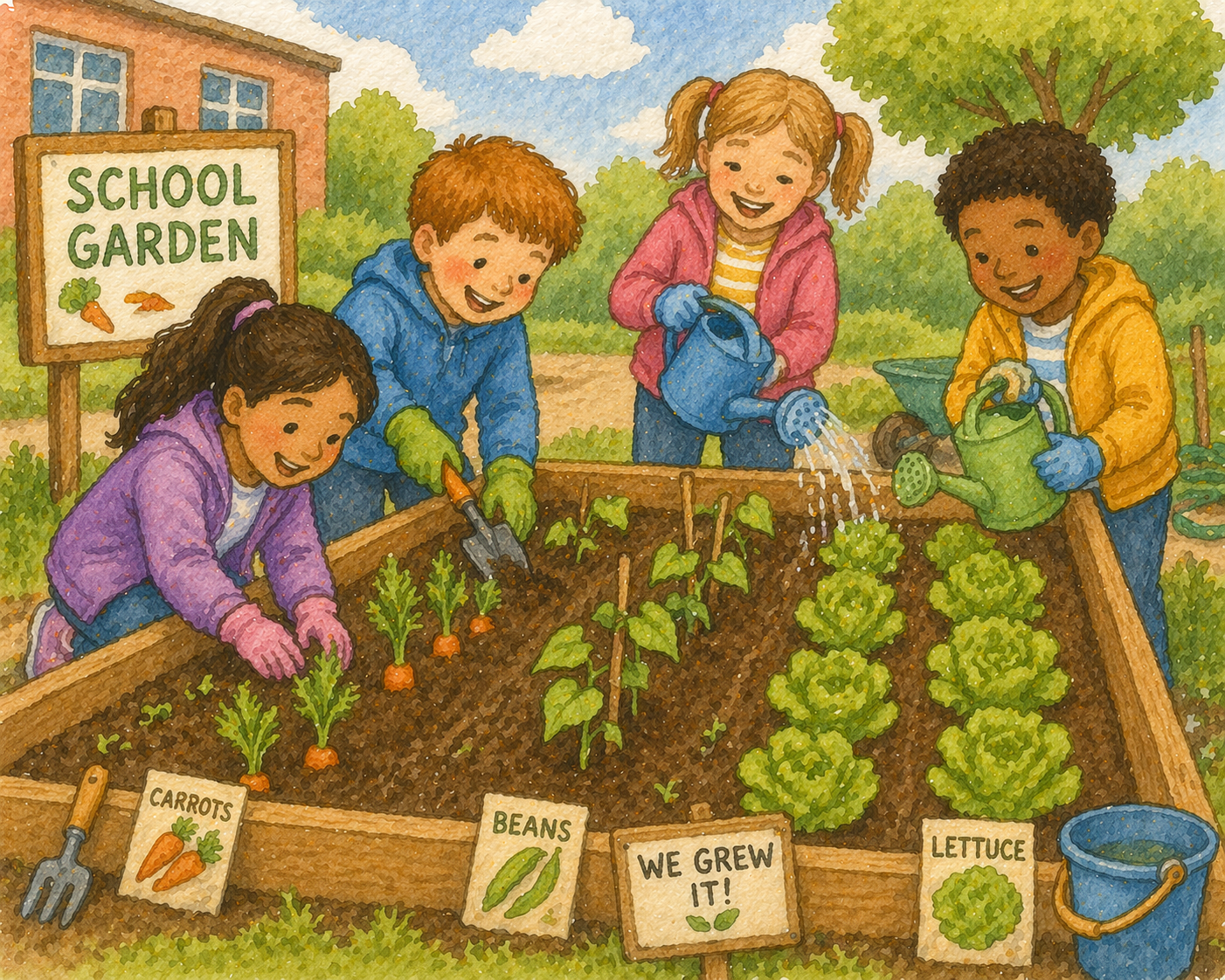 Grade 1 to 2 Reading Comprehension Quiz - The School Garden - Supported Learning Quiz