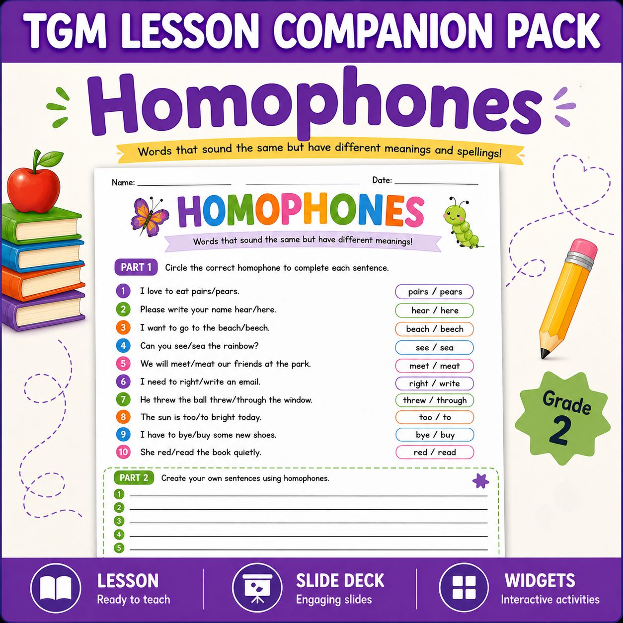 Understanding Homophones - TGM Lesson Companion Pack