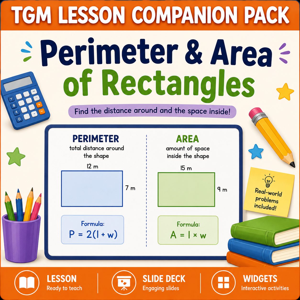 Perimeter & Area of Rectangles - TGM Lesson Companion Pack