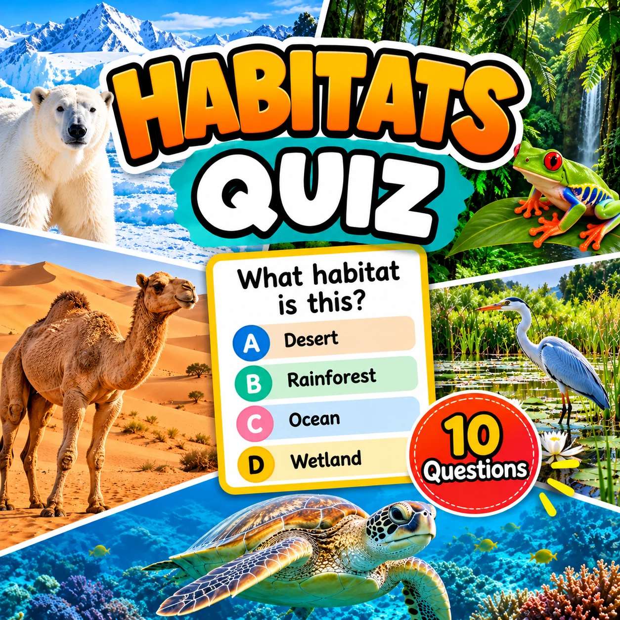 Animal Habitat Challenge Quiz - 10 Questions FREE Quiz