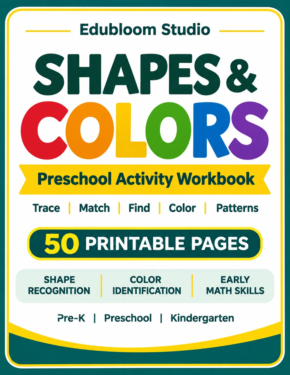 Shapes & Colors Worksheets | Preschool & Kindergarten Shape Tracing, Matching & Coloring Activities
