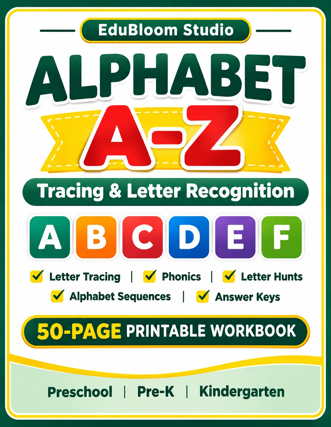 Alphabet A–Z Tracing & Letter Recognition Worksheets | Preschool & Kindergarten