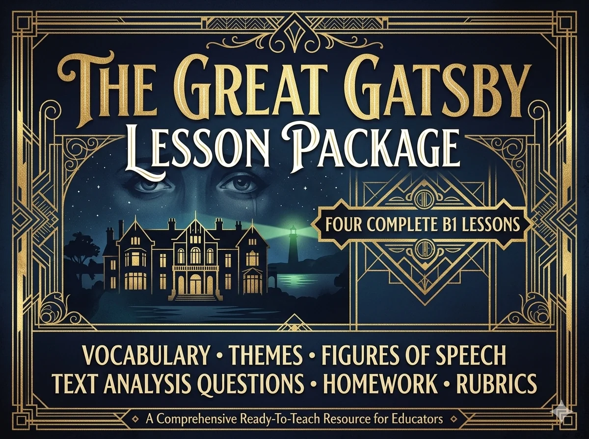 The Great Gatsby: The Tragic Ending | B1 ESL Lesson | Editable PowerPoint