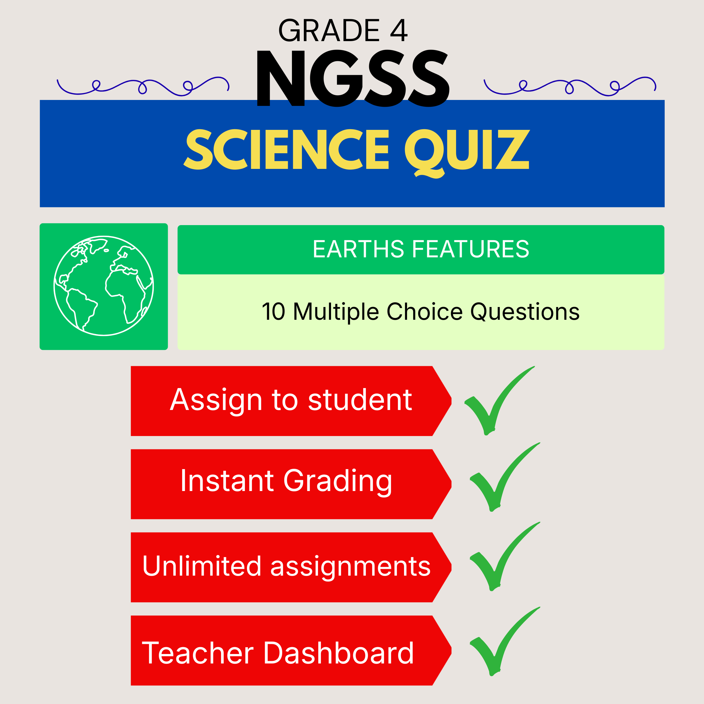 Grade 4 Science Quiz – Earth's Features - NGSS