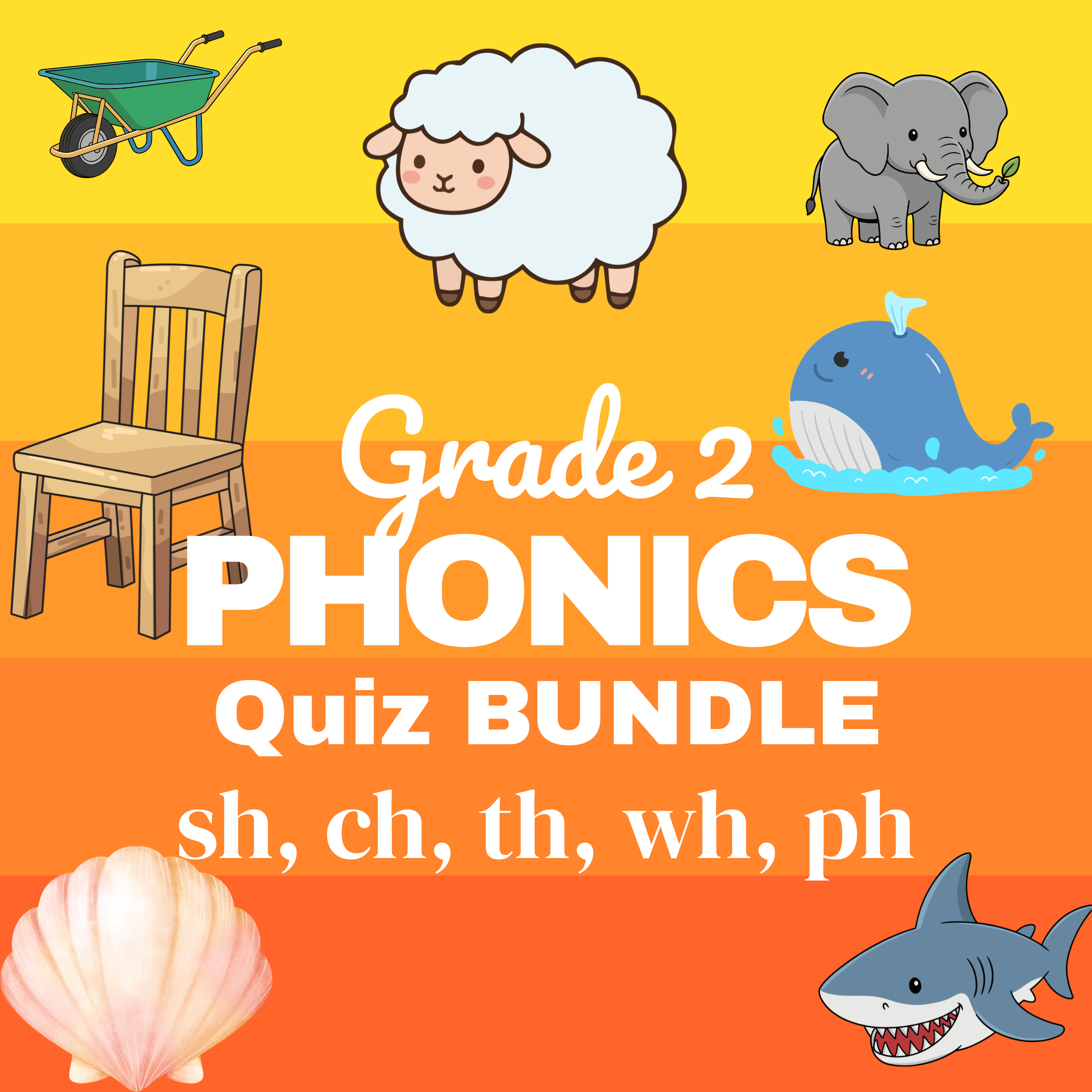 Grade 2 Phonics Quiz Bundle (2 quizzes) sh, ch, th, wh, ph