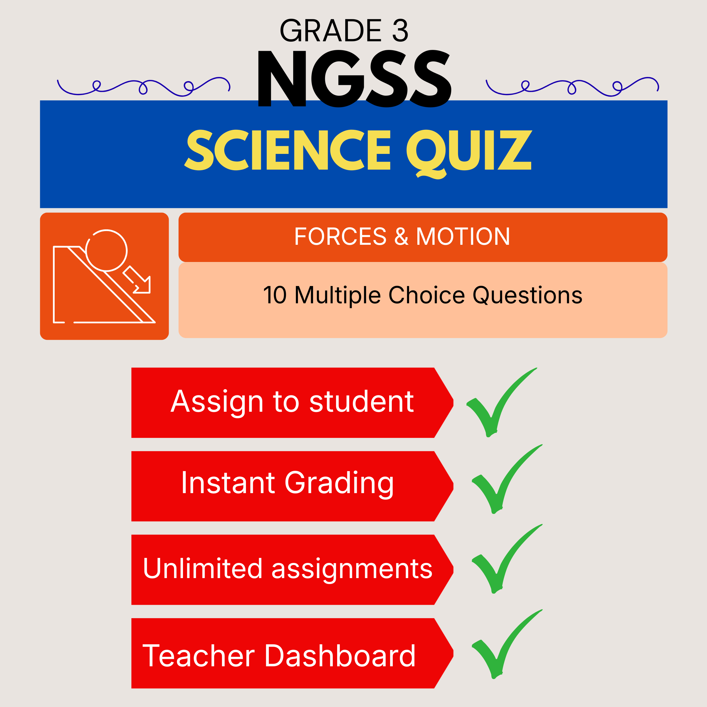 Grade 3 Science Quiz Physical Science: Forces & Motion - NGSS Curriculum