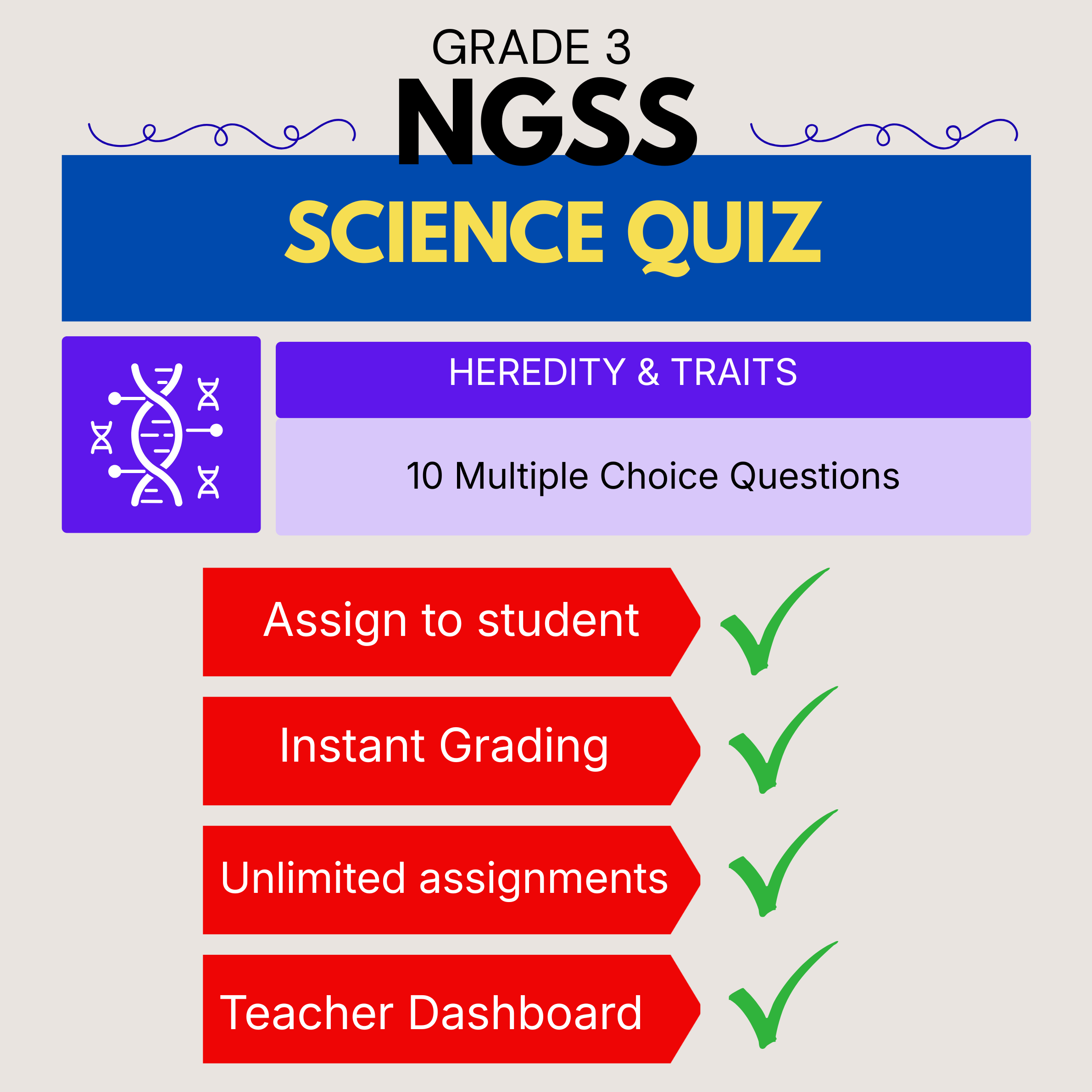 Grade 3 Science Quiz Heredity & Traits: Life Science - NGSS Curriculum