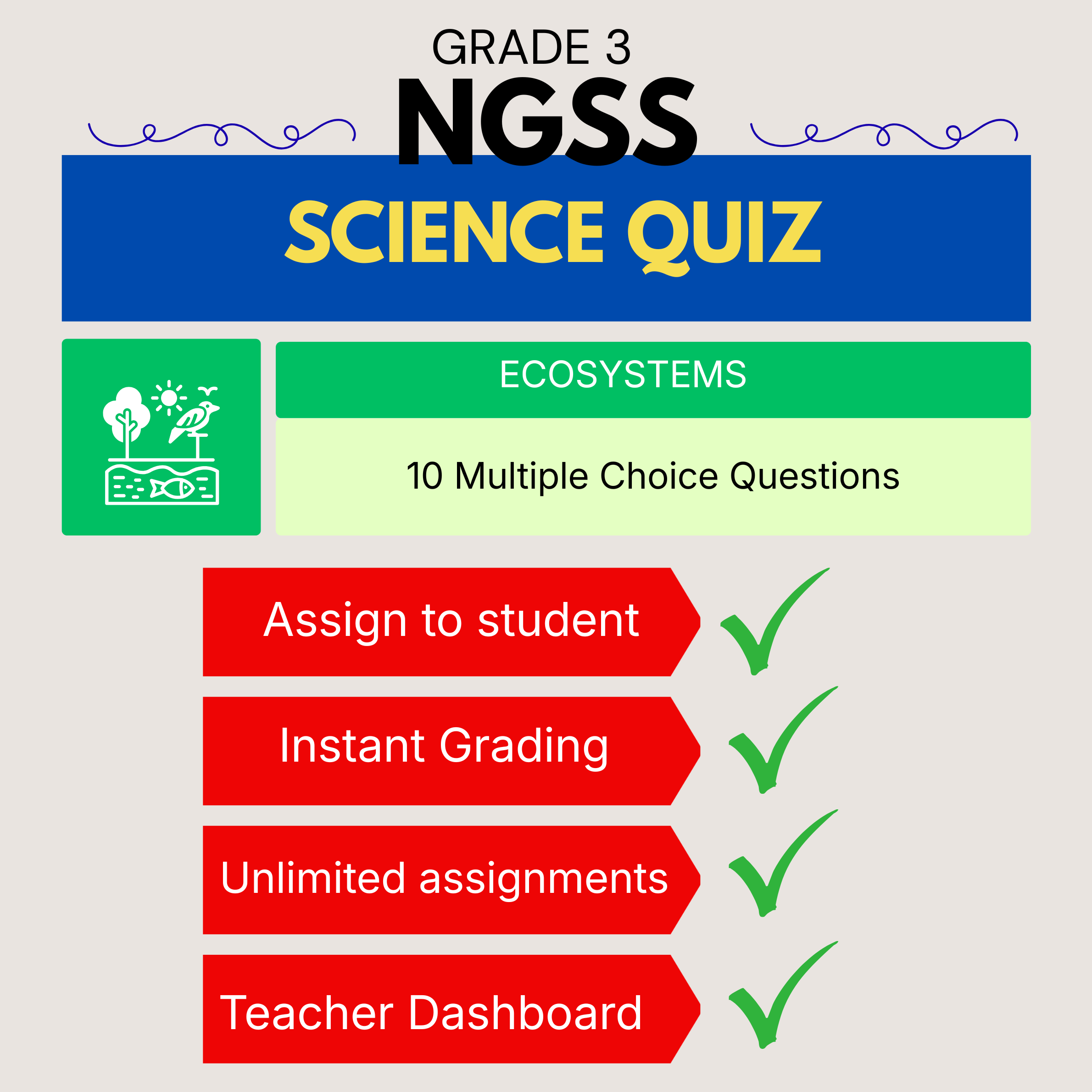 Grade 3 Science Quiz Ecosystems: Life Science - NGSS Curriculum