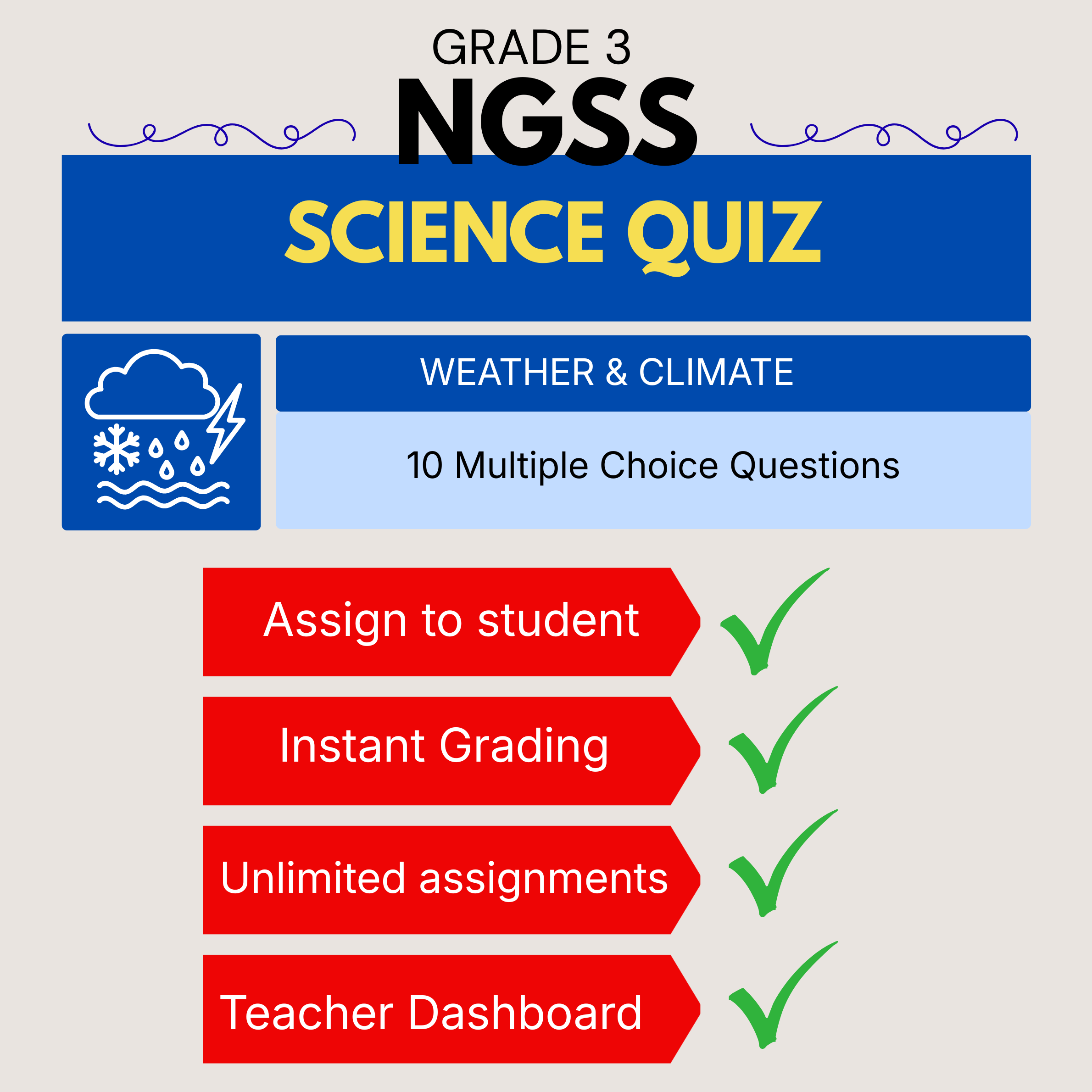Grade 3 Science Quiz Weather & Climate: Earth and Space Science - NGSS Curriculum