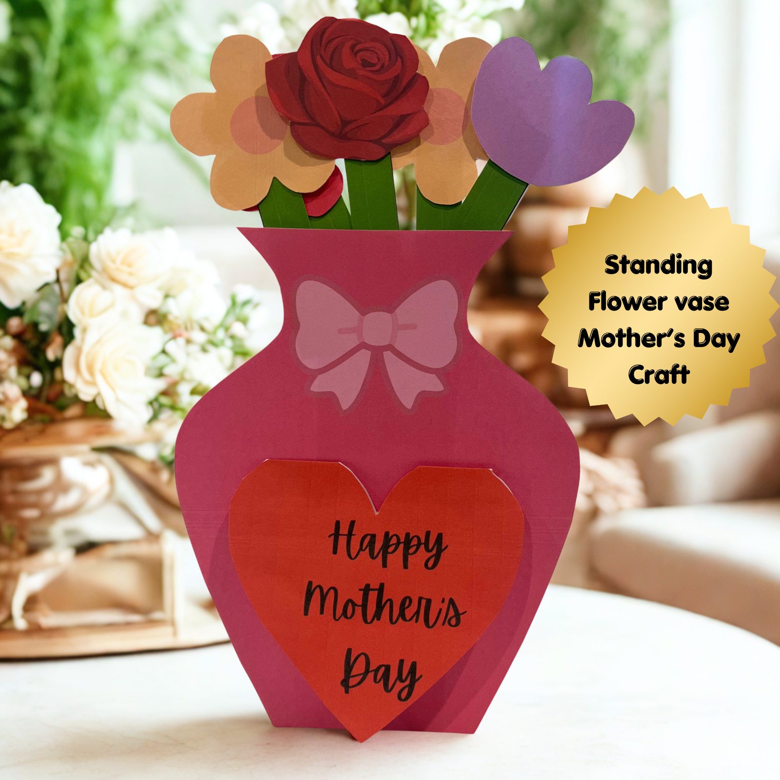 Not Just a Card… A Standing Flower Vase Gift Mother's Day Craft