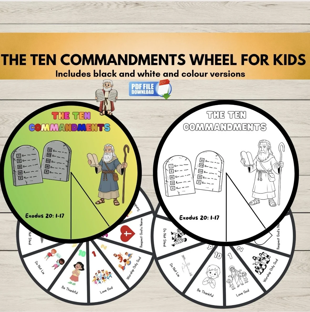 10 Commandments Wheel Spinner Craft Activity
