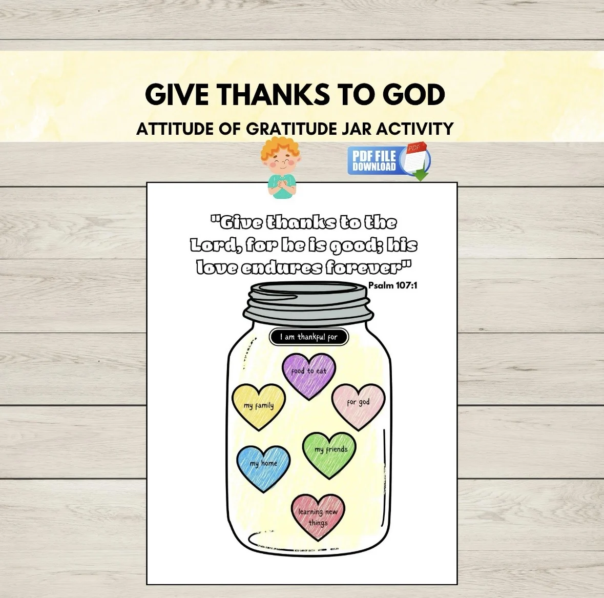 'Give Thanks to God' Gratitude Jar Bible Craft | Sunday School Activity