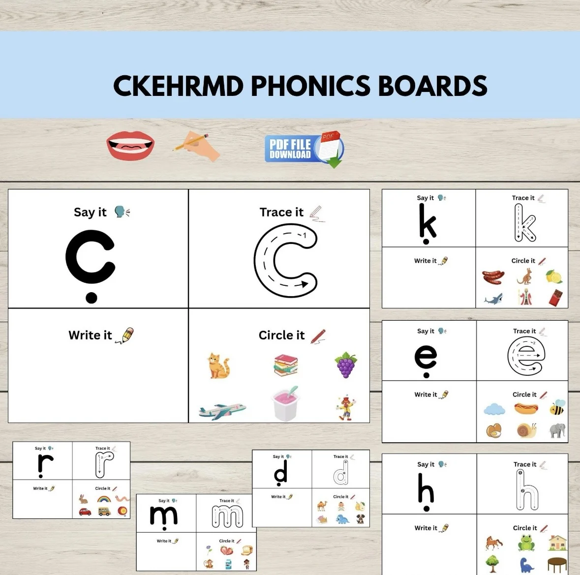 CKEHRMD Phonic Group 2 Sounds Activity Mats | Letter Practice Centers
