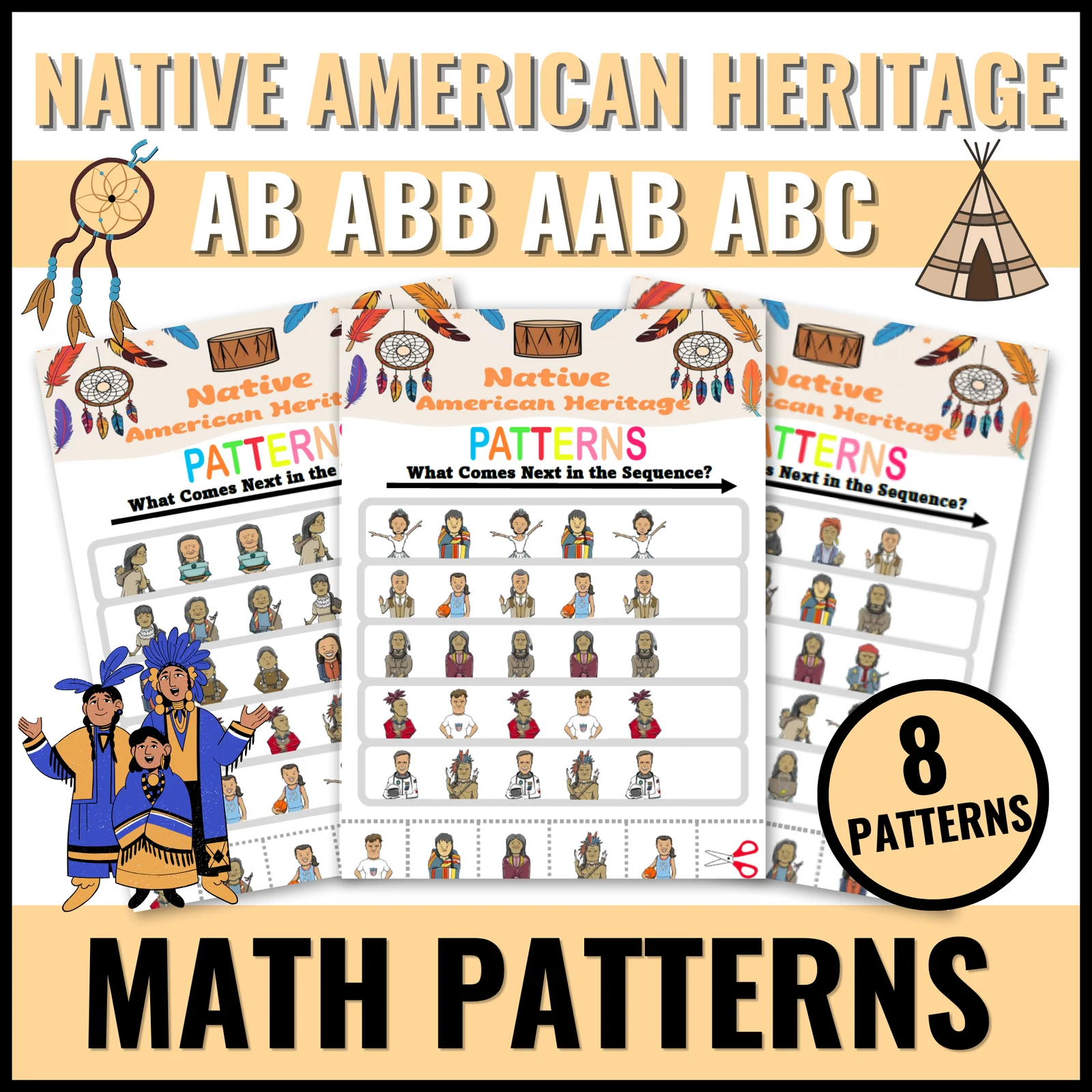 Native American Heritage Month Worksheets Finish the Pattern Explore Characters