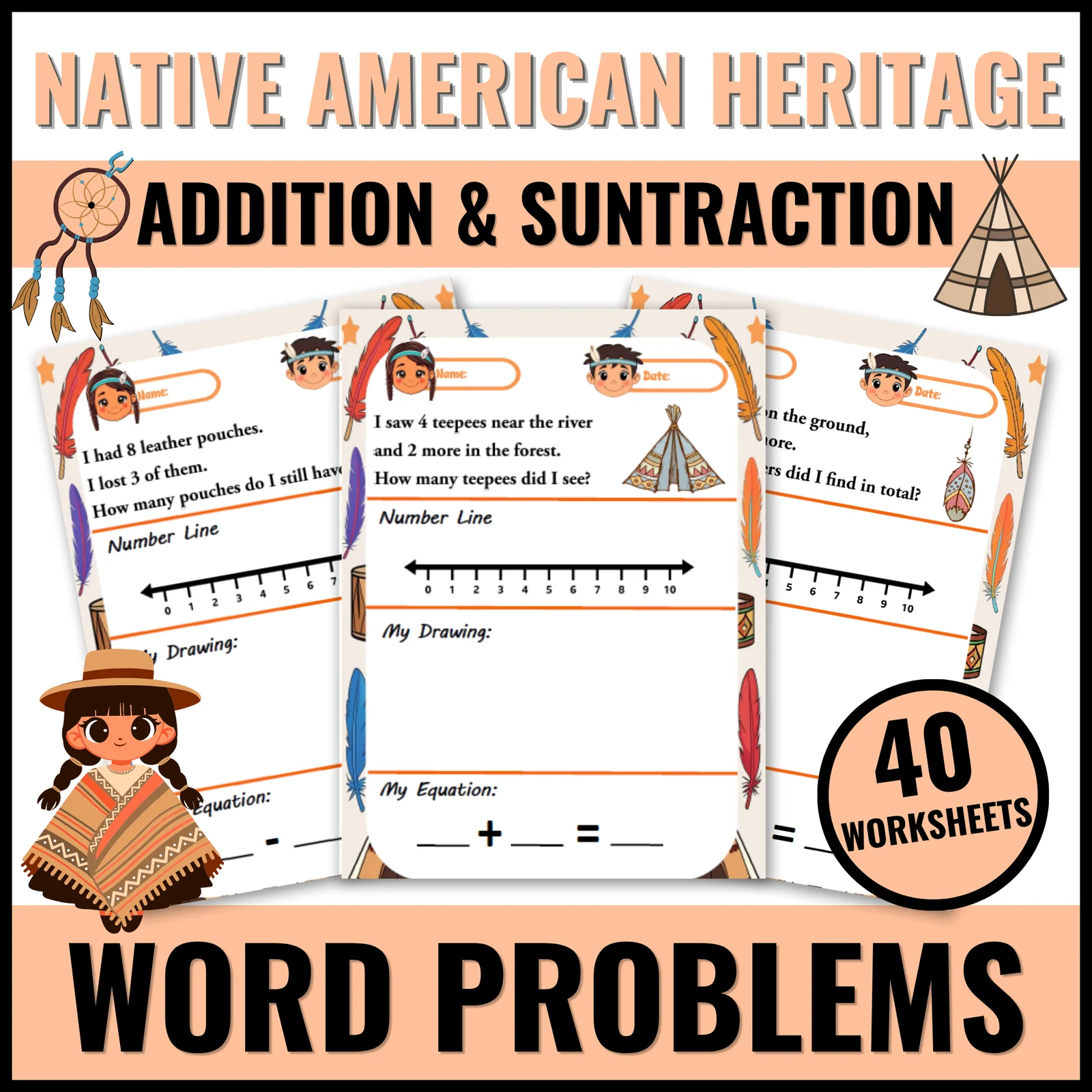 Native American Heritage Word Problems Kindergarten Addition And Subtraction 10