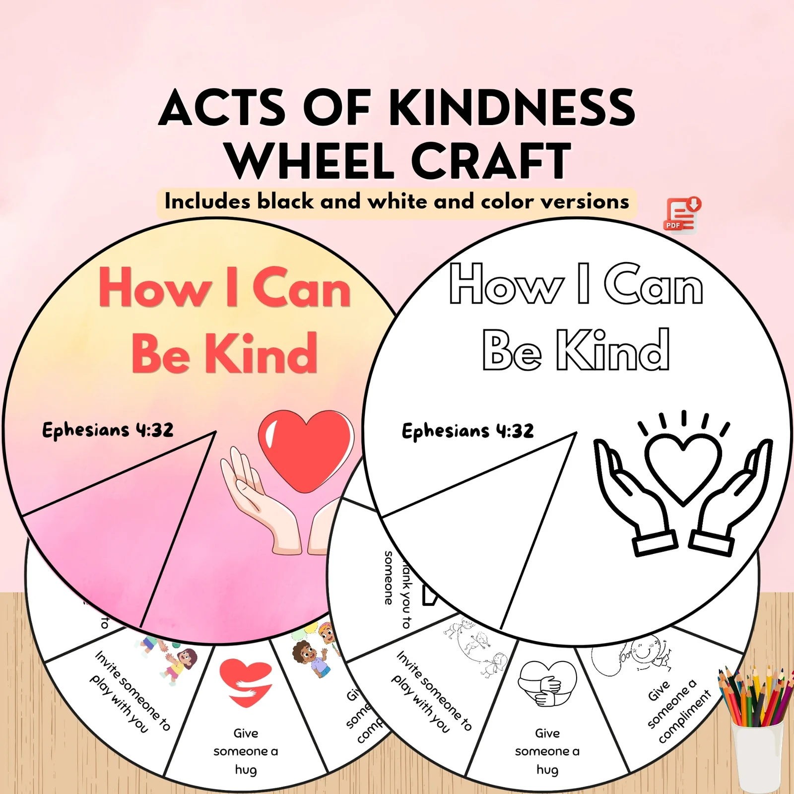 Random Acts of Kindness Bible Wheel Craft | Sunday School, Children's Ministry Coloring Spinner