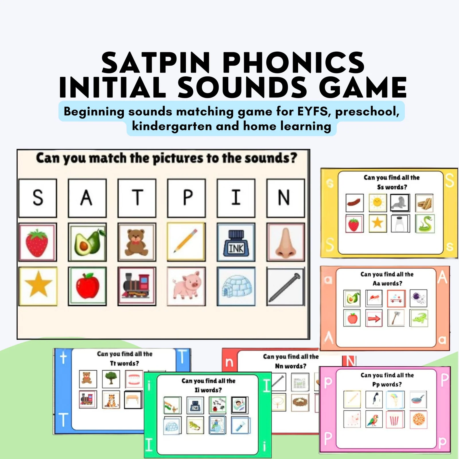 SATPIN Phonics Matching Beginning Sounds Game - Literacy Center