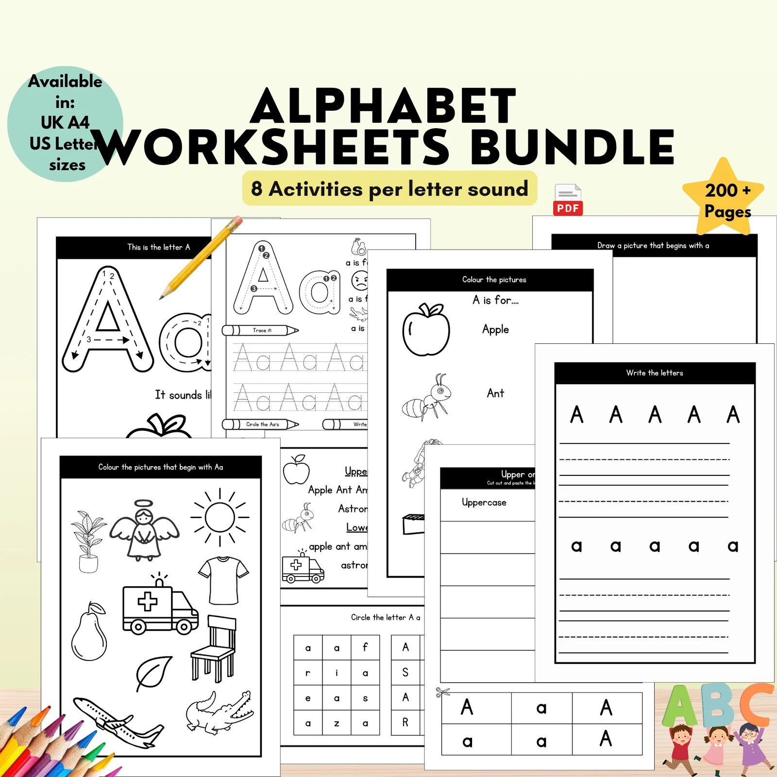 A-Z Alphabet Worksheets Bundle | Letter of the Week Activity Pack | Trace, Write & Sounds