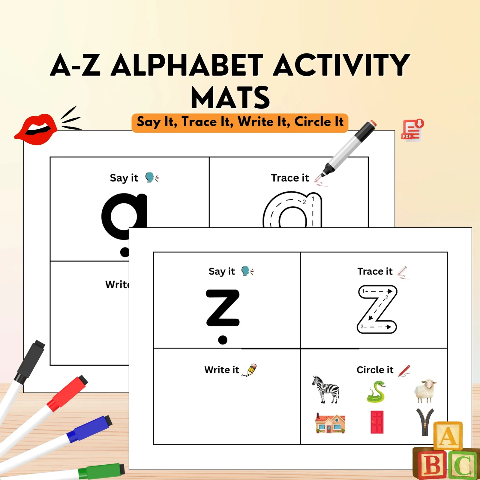 Alphabet Activity Mats | A-Z Letter Name & Beginning Sounds Boards