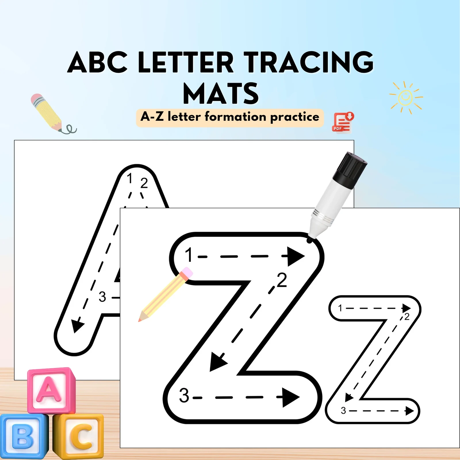 Alphabet Letter Tracing Mats | ABC Uppercase & Lowercase Handwriting Practice