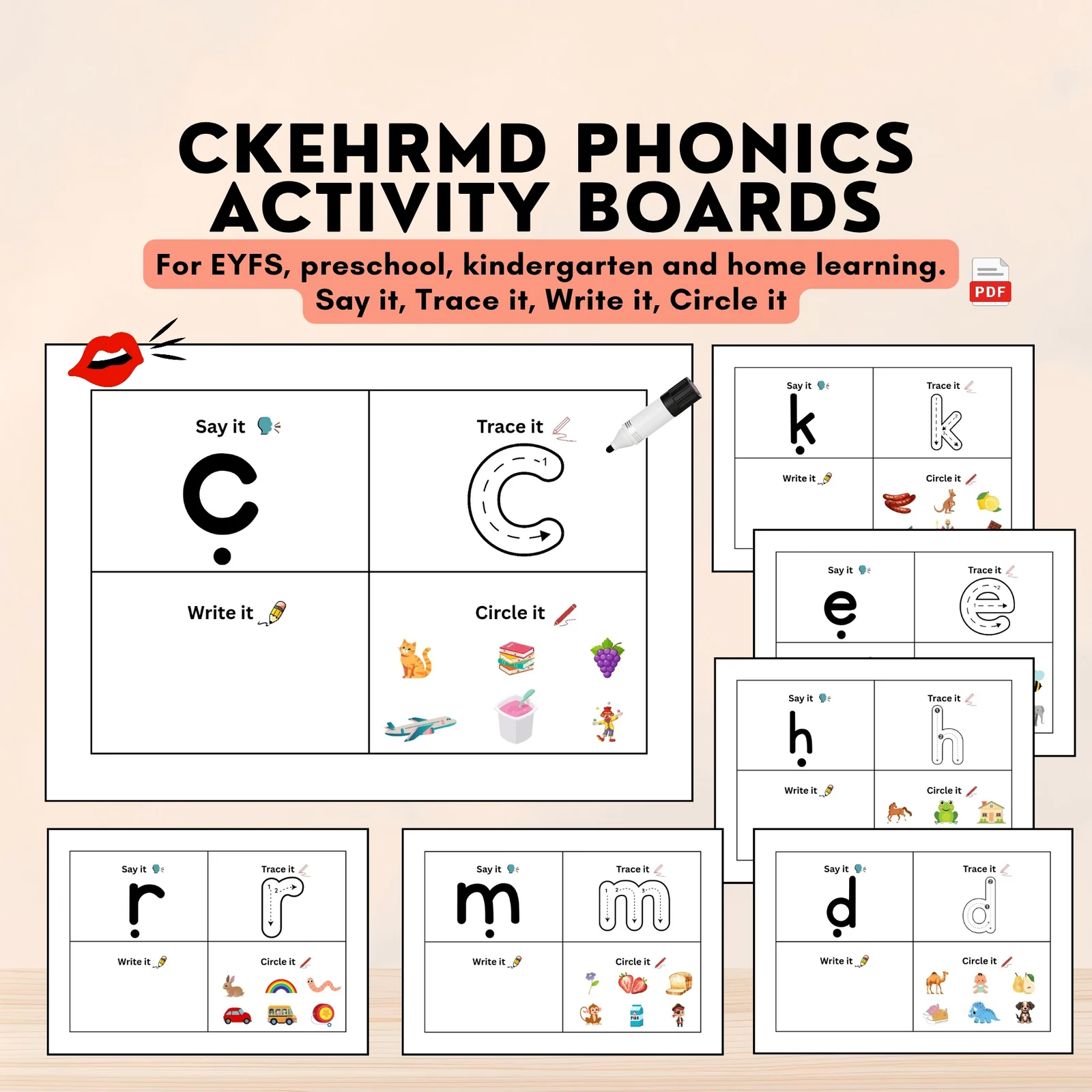 CKEHRMD Phonic Group 2 Sounds Activity Mats | Letter Practice Centers