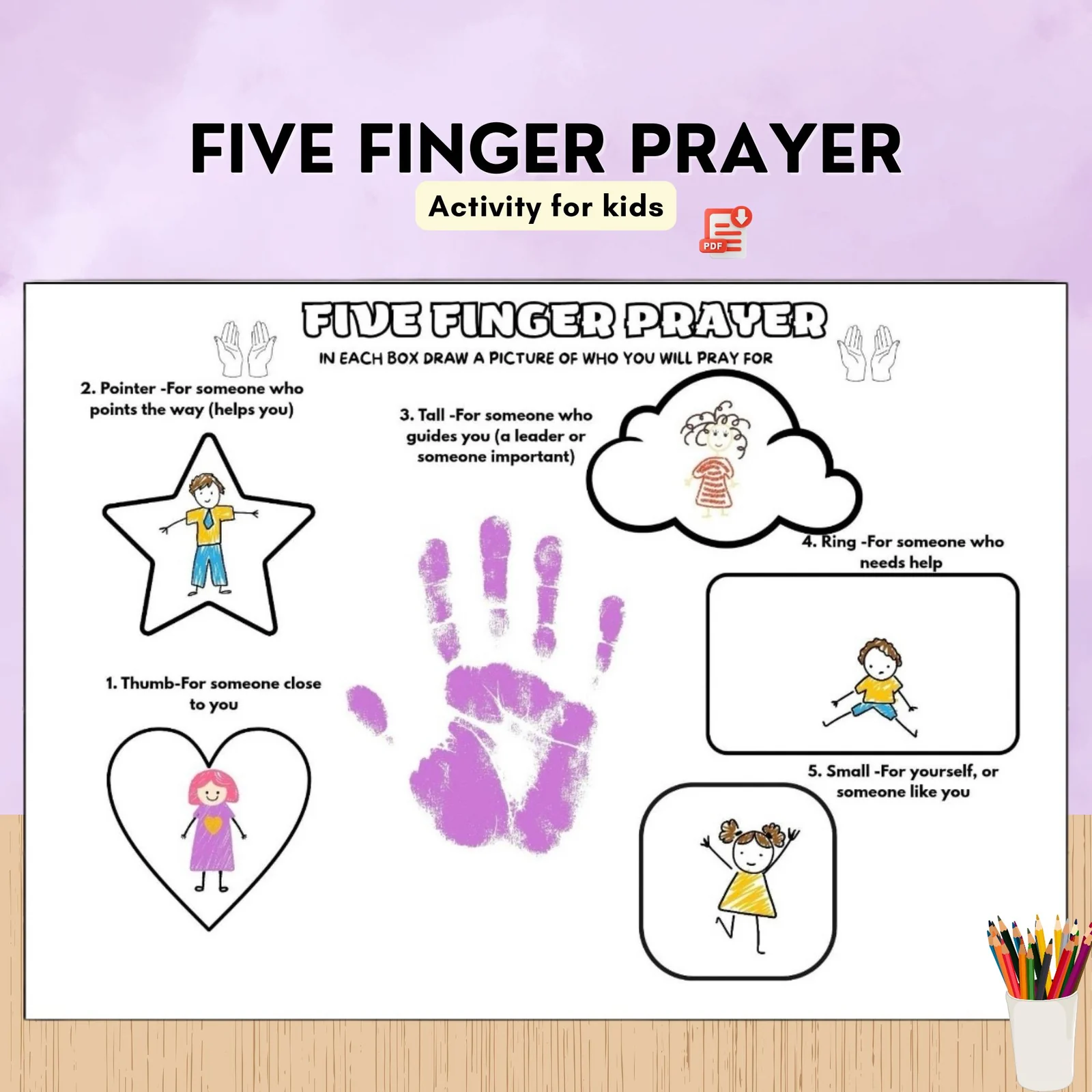 Five Finger Prayer | Sunday School Craft | Bible Lesson Activity