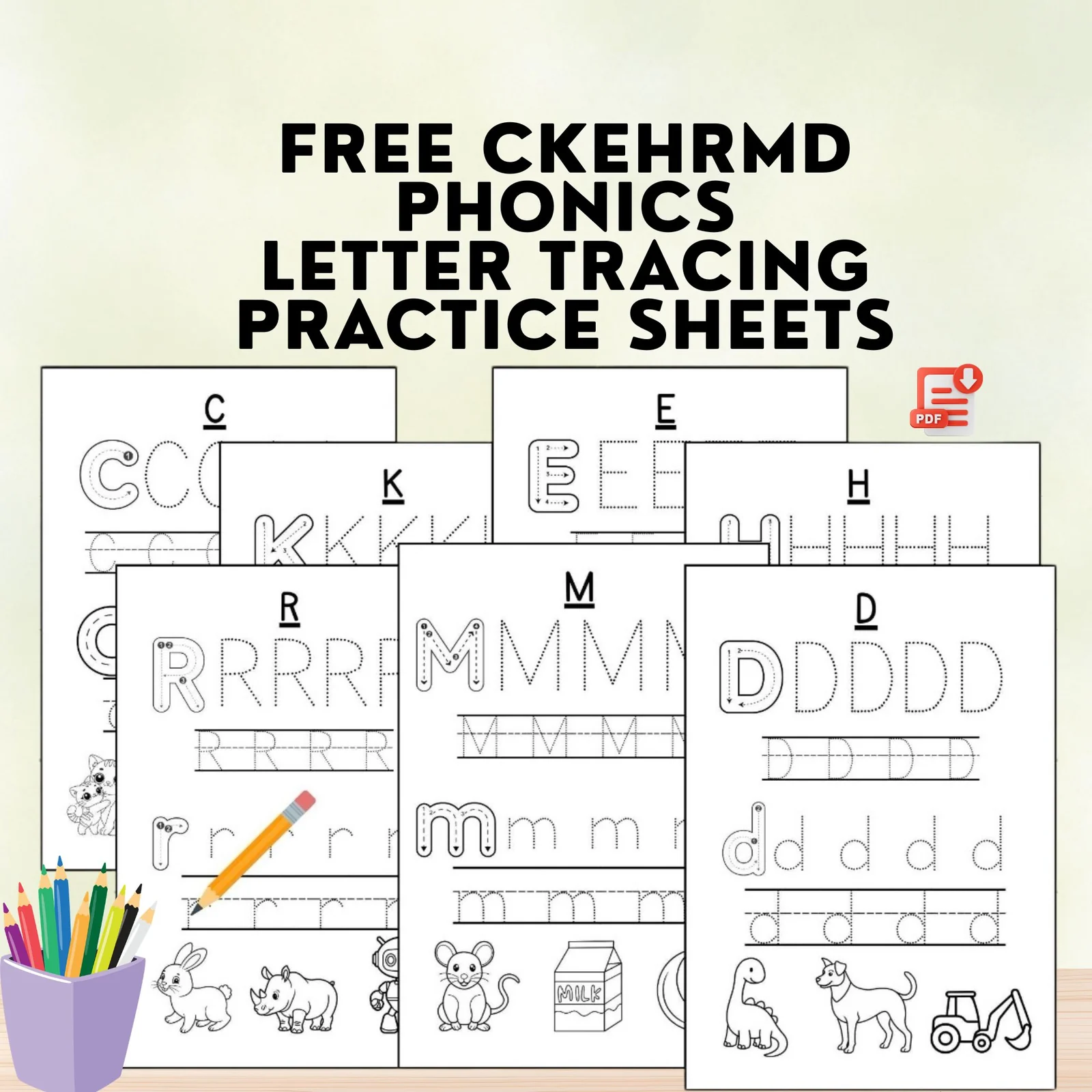 FREE CKEHRMD Phonics Letter Tracing Practice Worksheets -  Preschool & Kindergarten