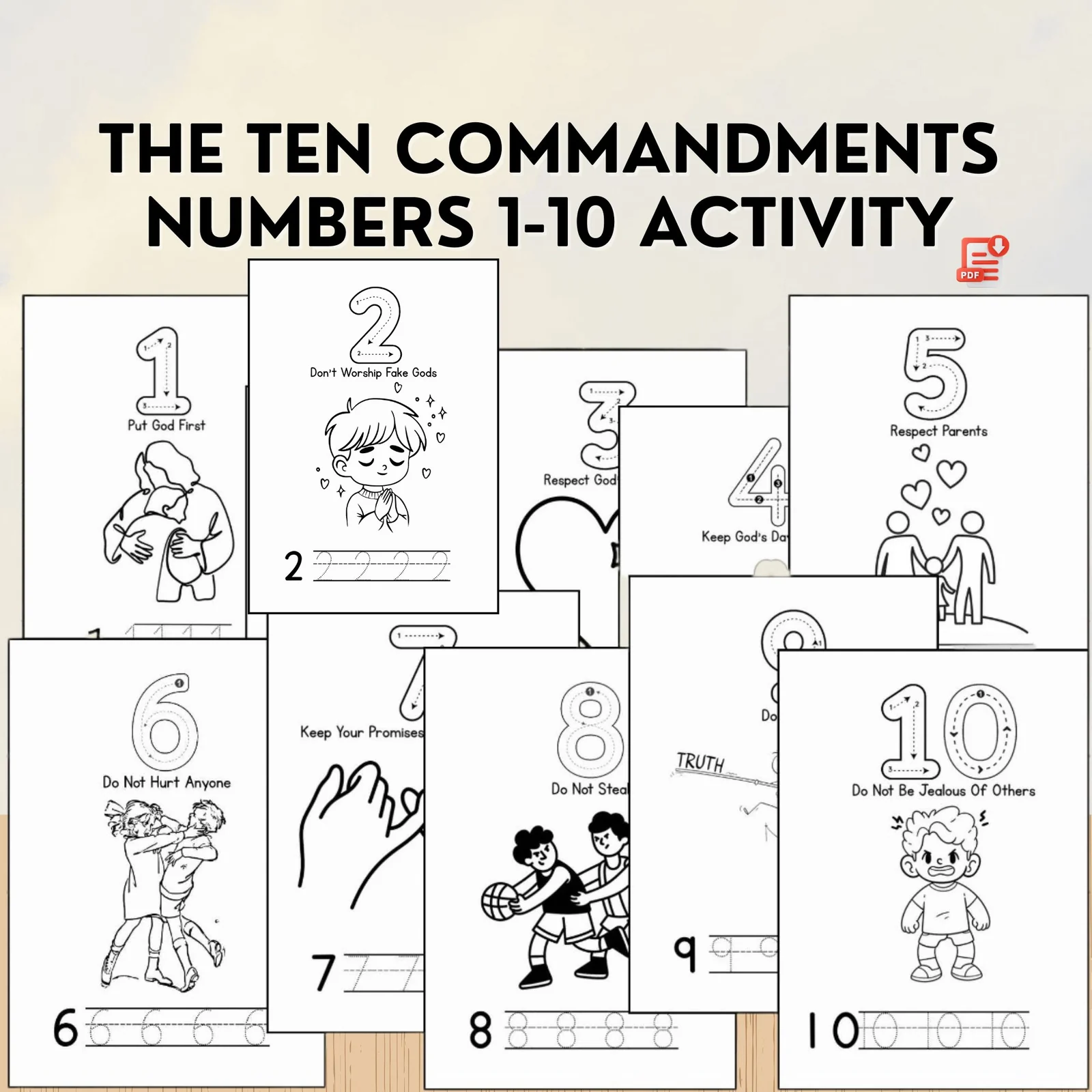Ten Commandments Numbers 1–10 Activity Sheets | Bible Early Math Printable
