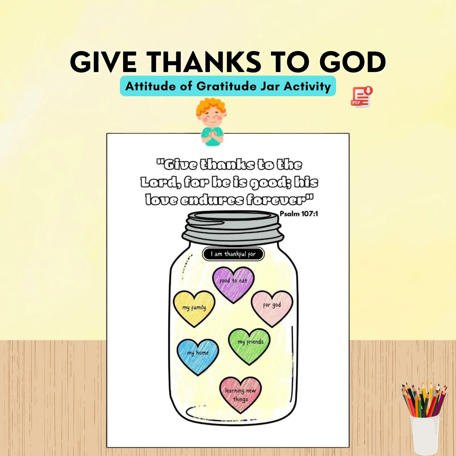 'Give Thanks to God' Gratitude Jar Bible Craft | Sunday School Activity