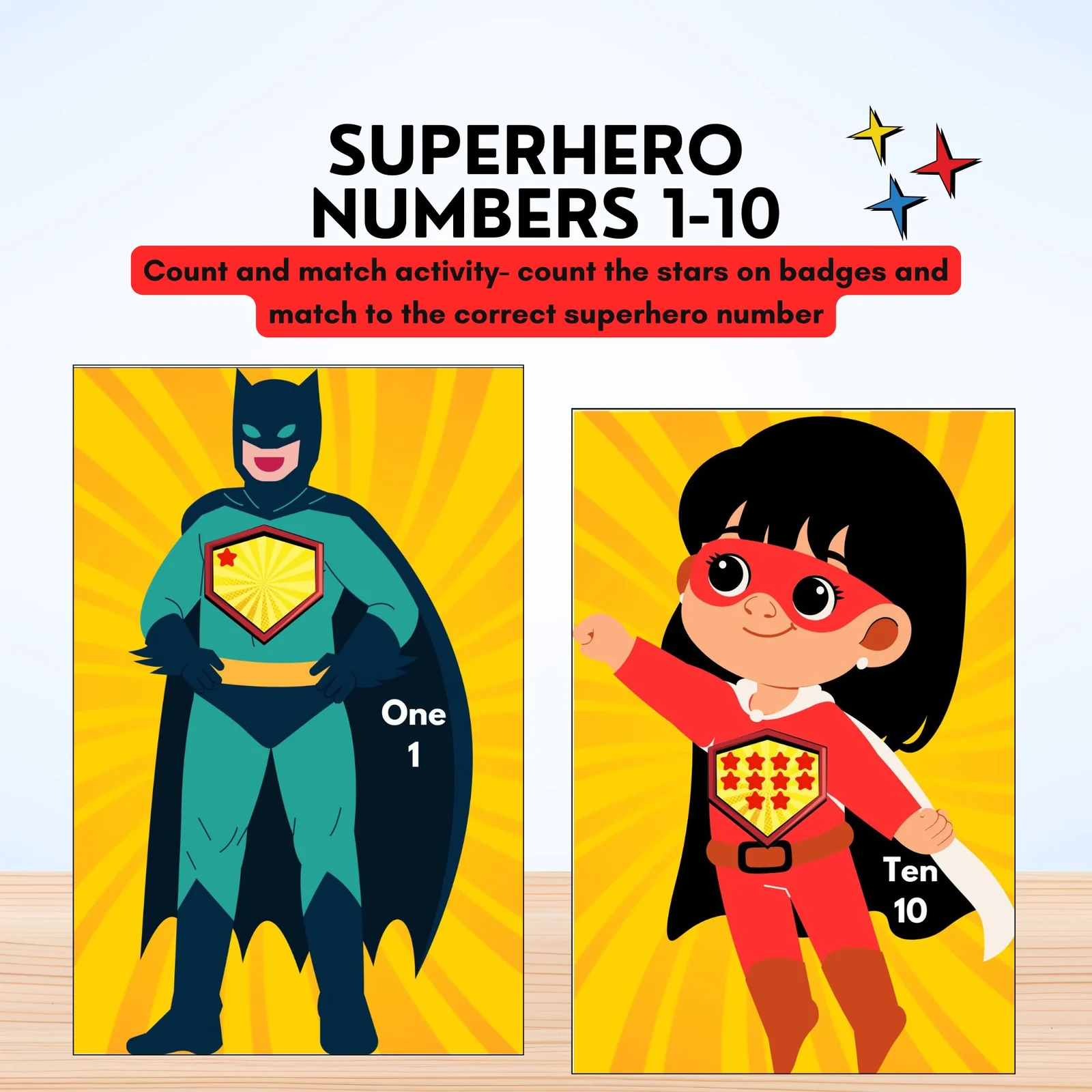 Superhero Count and Match Numbers 1–10 Activity | Number Recognition | Early Math