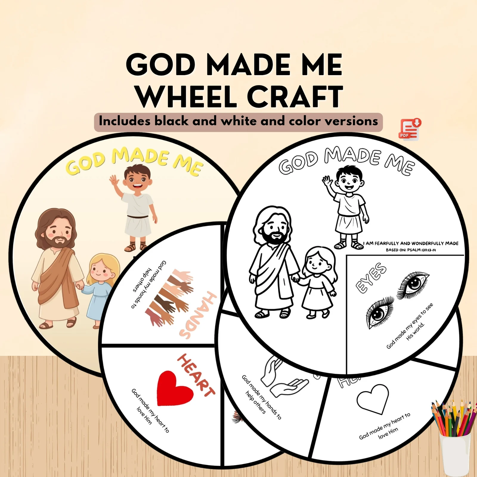 God Made Me Bible Wheel Craft | Psalm 139:13-14 Activity Spinner