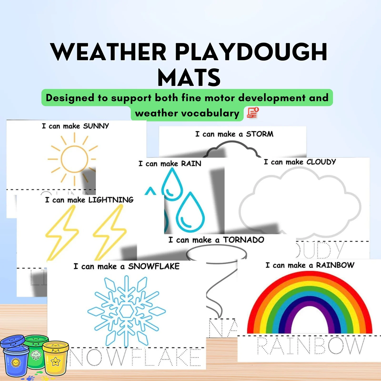 Weather Playdough Mats | Visual Cards | Sensory Play Activity | Fine Motor Skills