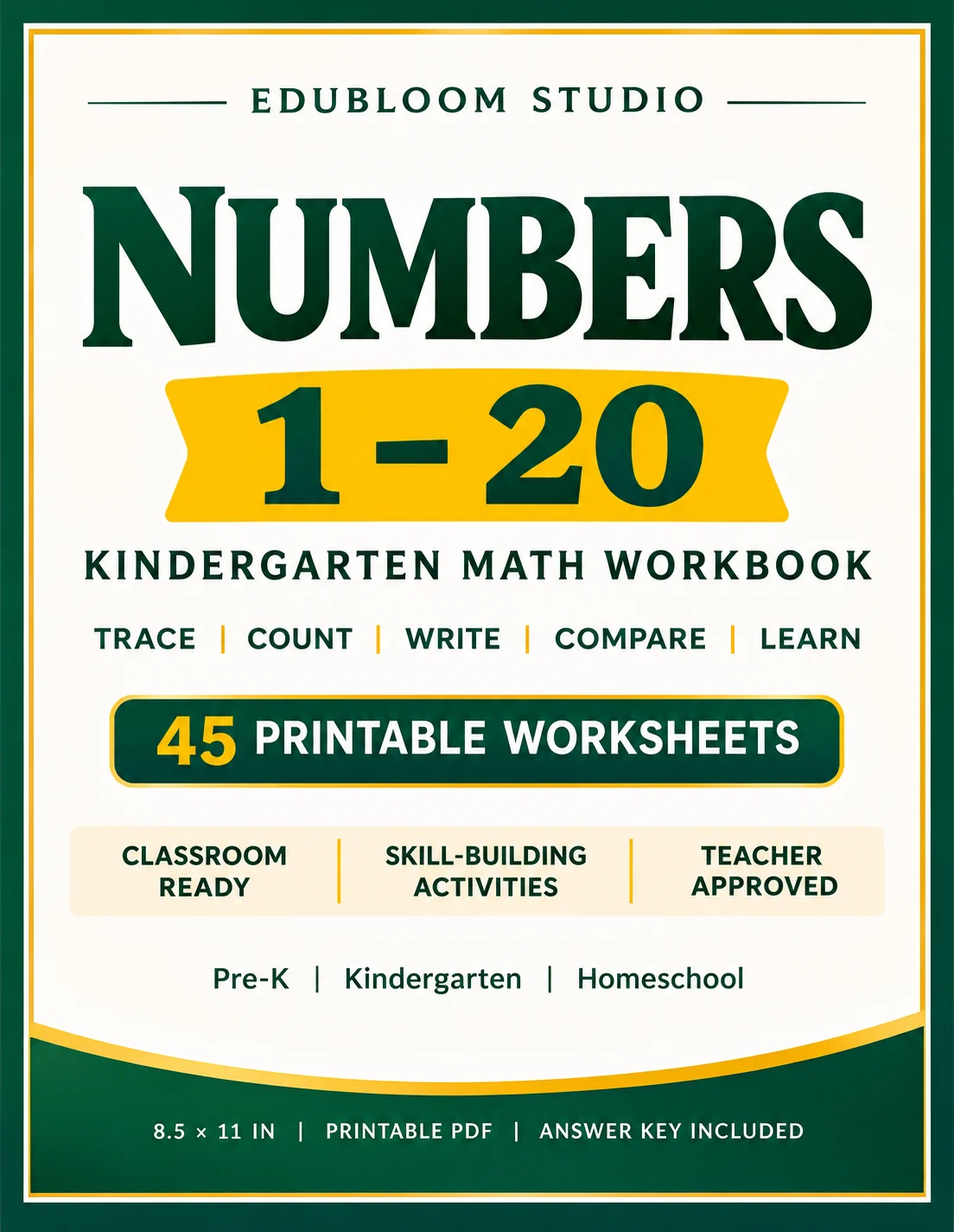 Numbers 1–20 Worksheets | Kindergarten Math | Number Tracing, Counting & Recognition Activities