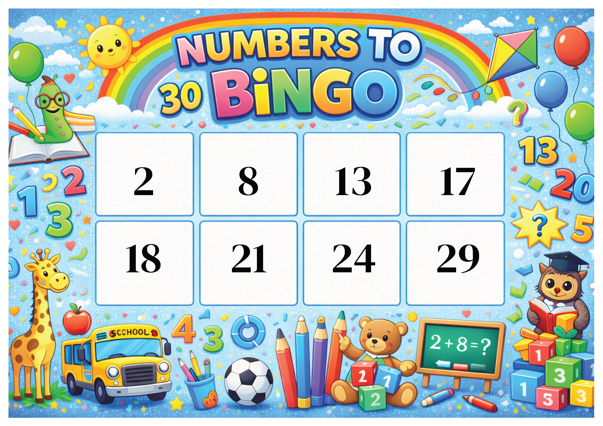 Numbers to 30 Bingo - 4 Different Games - Prep - Grade 3