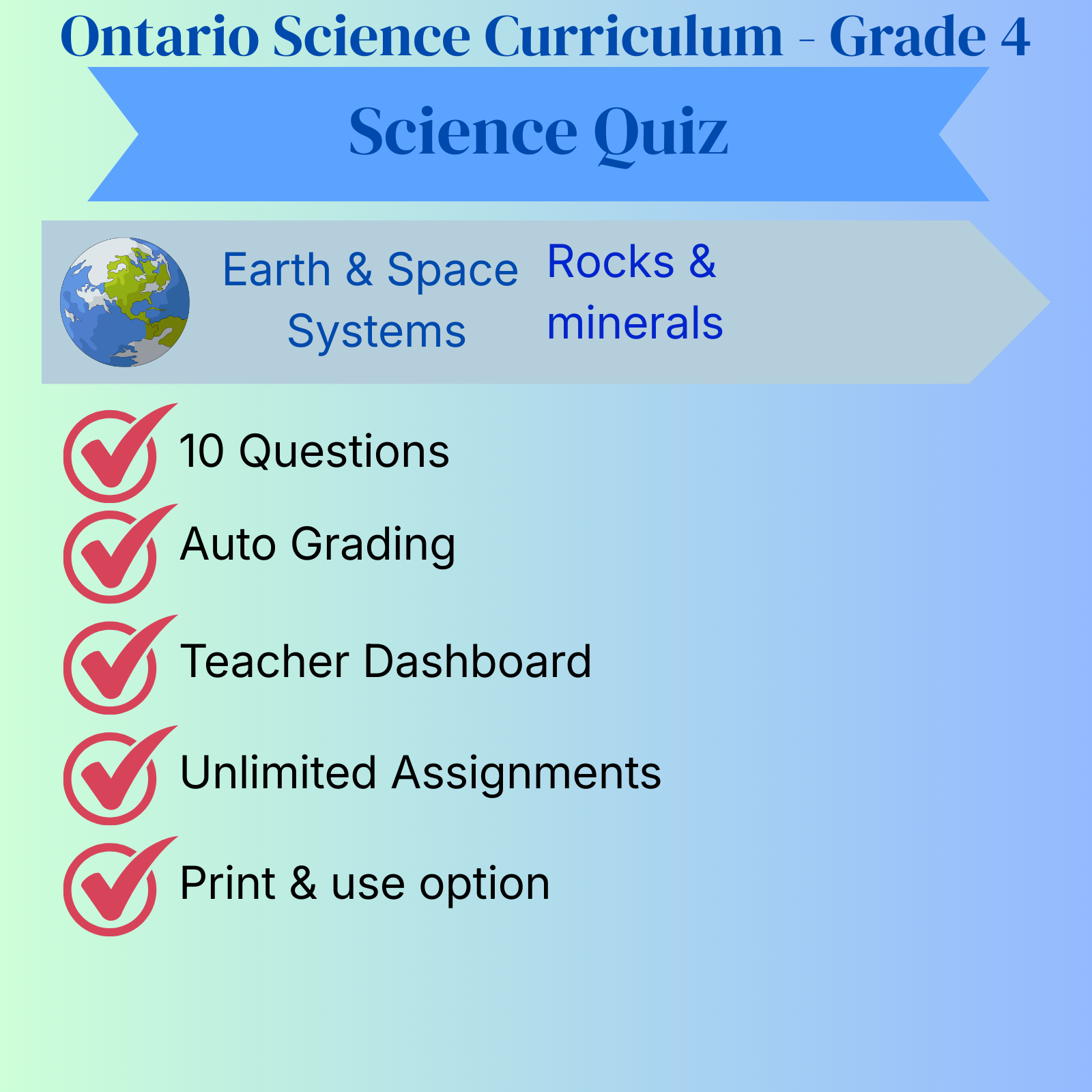 Grade 4 Science Quiz – Earth and Space Systems: Rocks and Minerals - Ontario Science Curriculum